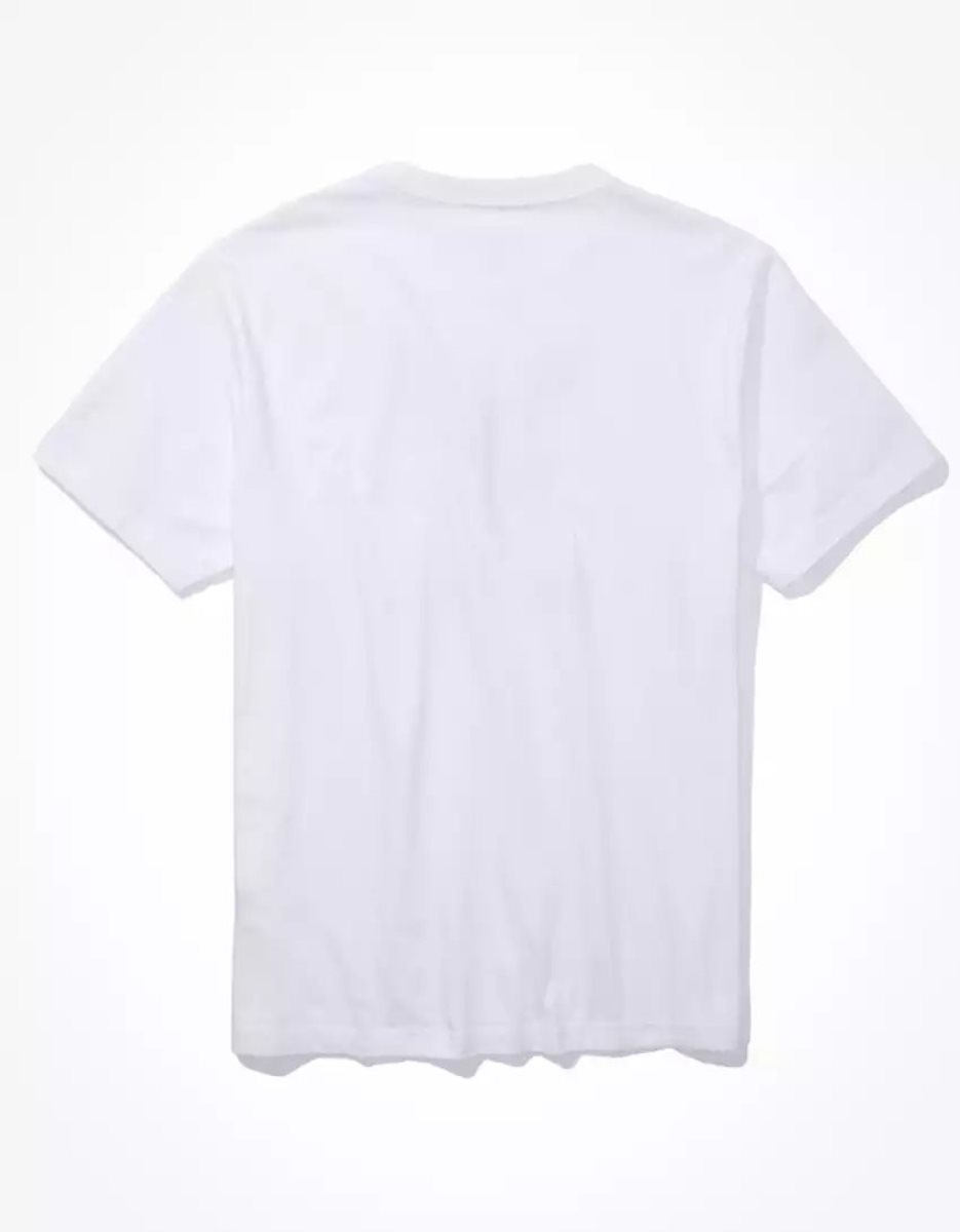 T Shirt Graphique American Eagle AE Super Soft Logo Blanche Homme | HIS-69529349